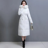 High quality Over-knee Down Padded Jackets Large Fur collar 2021 Winter Jacket Slim Thick Women's Parka Solid Female