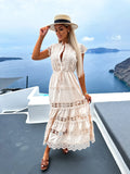 Women's New Fashion With Waist Lace Splicing Long