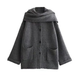 ZR Women's Temperament With Scarve Short Knit