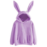Autumn Winter Women Hoodies Kawaii Rabbit Ears Fashion Hoody Casual colors Solid Color Warm Sweatshirt Hoodies For