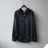 Shirts Fashion Long Sleeve Blouse Women Autumn Vintage Button Up White Loose Woman's Shirts Female Silk Shirt Women
