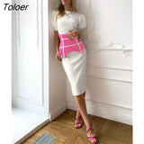 Office Bodycon Midi Dress Elegant Women Puff Sleeve Summer Dresses Chic High Waist Slim O-Neck Pencil Party Dress Lady