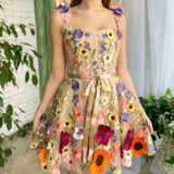 Women's Three-Dimensional Flower Embroidered Bag-Buff Sexy Dress In