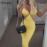 2021 Fashion Summer Beah Bandage Cut Out Strap Party Women Midi Dress Club Casual Sexy Wrap Hollow Out Backless