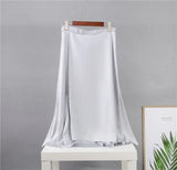 Elegant Satin Side Zipper Solid Skirts Women Casual High-Waist Silk Skirt Chic Mid-Calf Length A-Line Skirt for
