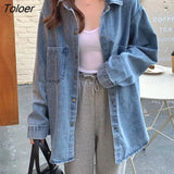Autumn Long Sleeve Denim Shirt for Women 2023 Single Breasted Pocket Blouse Woman Turn Doen Collar Jeans Shirts