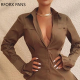 Women Solid Bell Sleeve Button Front Ruched Shirt Dress Bodycon Dress Party Dress-Outfit