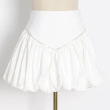 Black Patchwork Diamond Mini Skirt For Women High Waist Ball Gown Casual Loose Skirts Female Fashion Clothing