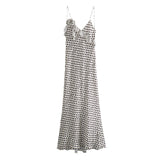 Spring Silk Satin Printed Flower Decorated Dress 3207011-Outfit