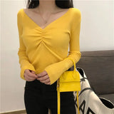Neck Knitted Pullover 2022 Sexy Women Sweater Autumn Jumper Chic Soft Korean Slim Long Sleeve Female Basic Top Jumper