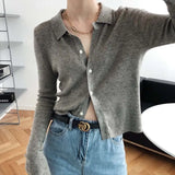 Women Knitted Cardigan Long-sleeved Lapel Sweater Women's 2020 New Slim Sweater
