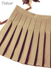 High Waist Short/Extended/Mid-length Skirts Vintage Solid Harajuku A-LINE Womens Korean Causal A-line Zipper Chic