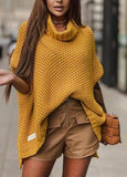 Fashion Yellow High Collar Slit Loose