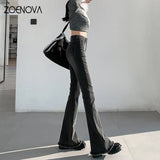 2023 Women Jean Flare Pants Korean Fashion Plus Slim High Waist Bell Bottoms Pants High Strecth Trousers For Female