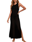 Beach Skirt Long Loose Solid Color Hollow Knitted Swimsuit Shirt Sunscreen
