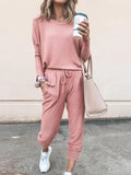 Spring And Autumn Women's New Women's Loose-Fitting Solid-Colored Drawstring Long-Sleeved Casual