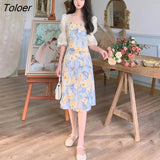 Women Chiffon Mini Square Collar Summer Retro French Style Female Streetwear Temperament Fashion Patchwork Causal