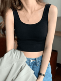 Padded Stretch Crop Tank Top-Outfit