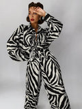 Fashoin Stripes Pants Set Women Autumn Loose Long Sleeve Blosue Matching Wide Trousers Suit Elegant 2 Piece Pant