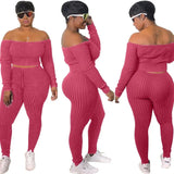 Sexy Off Shoulder Knit Top And Leggings 2 Piece