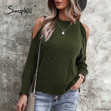 Loose hole women's sweater autumn winter Casual o-neck split pullover black grey Office lady long sleeve fashion
