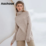 Solid Turtleneck Sweater Women Striped Casual Pullover Sweater Female Batwing Long Sleeve All Match Ladies Tunic