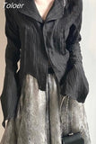 Women Shirts Blouses Black Shirt Yamamoto Dark Aesthetic Blouse Women Irregular Designer Clothes Emo Alt Clothes Grunge