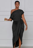 Sexy Sloping Shoulder Short Sleeve Irregular Long