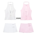 Summer New Women's Bow Hanging Neck Collar Shorts