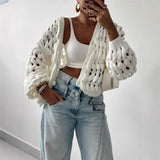 And Winter New Heart Pattern Loose Round Collar Knitting Jacket