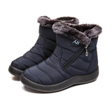 Boots Women Winter Shoes Warm Plush Ankle Boots Female Casual Slip On Flat Fur Shoes Waterproof Footwear Light Black