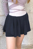 Preppy Korean Style Pleated A-line Skirt with shorts Low Waist Casual All-match Harajuku Chic Mini Skirts Y2K New