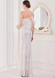 Sequin One Shoulder Slit Long Evening