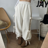 Side Lace Bow Tie Baggy Sweatpants-Outfit