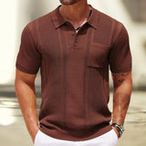 Men's POLO Shirt Summer Solid Color Short Sleeve Pit Commuter Jacket Knitted