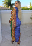 Print Cut Out Sexy Snake Skin Long Bodycon
