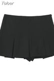 Women Spring Fashion Preppy Style Pleated Mini Skirts Cute Y2k Mid Waist Zipper Fly Skorts Chic Hot Girl Short