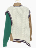 Khaki Irregular Big Size Knitting Sweater Lapel Long Sleeve Women Pullovers New Fashion Tide Autumn Winter 2022