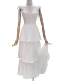 Casual Solid Dress For Women Square Collar Sleeveless High Waist Cascading Ruffle Dresses Female 2022 Summer