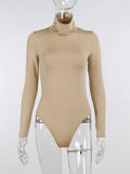 Turtleneck Bodysuits Basic Black Female Autumn Long Sleeve Fashion Sexy Casual Slim Sport Tops Overall For Women