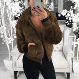 European and American autumn and winter women's hooded rabbit fur faux fur plush jacket