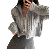 Autumn And Winter New Korean Version Of INS Retro Temperament Students Double Zipper Splet Sweater Coat Women Knitted Open