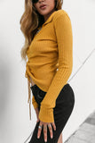 Front Tie Ribbed Johnny Collar