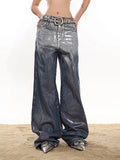 Women's Jeans High Waist Straight Coated Light Casual Graffiti Loose Wide Leg Denim Pants 2024 Summer New Fashion 29L6687H-Outfit