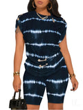 Women's Temperament Commuting Trousers Round-Neck Short-Sleeved Set In Autumn