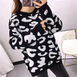 Houndstooth Knitted Cashmere Sweaters Women 2021 New Winter Loose Ladies Pullovers Warm Casual Knitwear