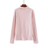 Half Turtleneck Long Sleeve T Shirt Women 2020 Spring Harajuku Solid Bottoming Pullovers 7 Colors Fashion Thin