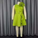 New Summer Three-Dimensional Flower Dress Party Banquet Sleeveless High Waist Dress