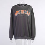 Streetwear Grunge 90s Sweatshirts Y2K Women Indie Letter Print Oversize Hoodie Long Sleeve Casual Vintage Top