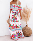 And Summer 2025 New Shoulder-To-Shoulder Red Flower Printing Long